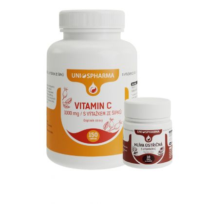 Vitamín C 1000 mg s výťažkom zo šípok / 150 tabliet + ZDARMA Hliva ustricová / 10 tabliet 50% zľava